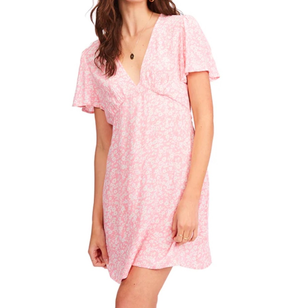 Billabong Short Sleeve Pink Floral Mini Dress